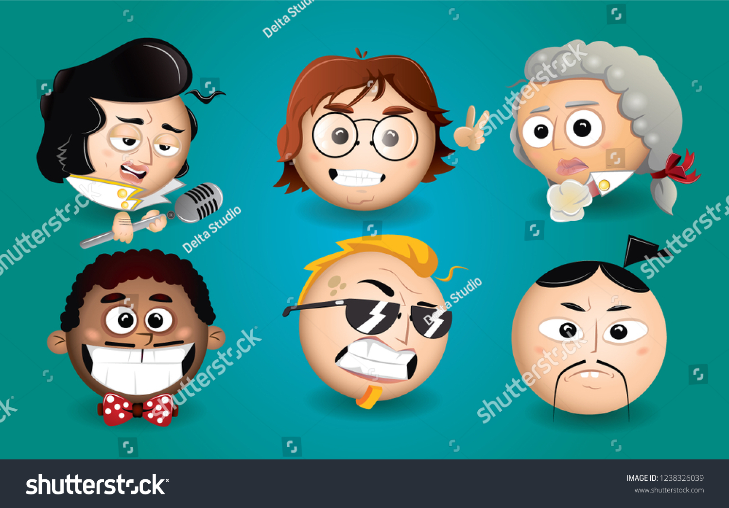 Various Funny Sphere Faces, famous ball - Royalty Free Stock Vector ...