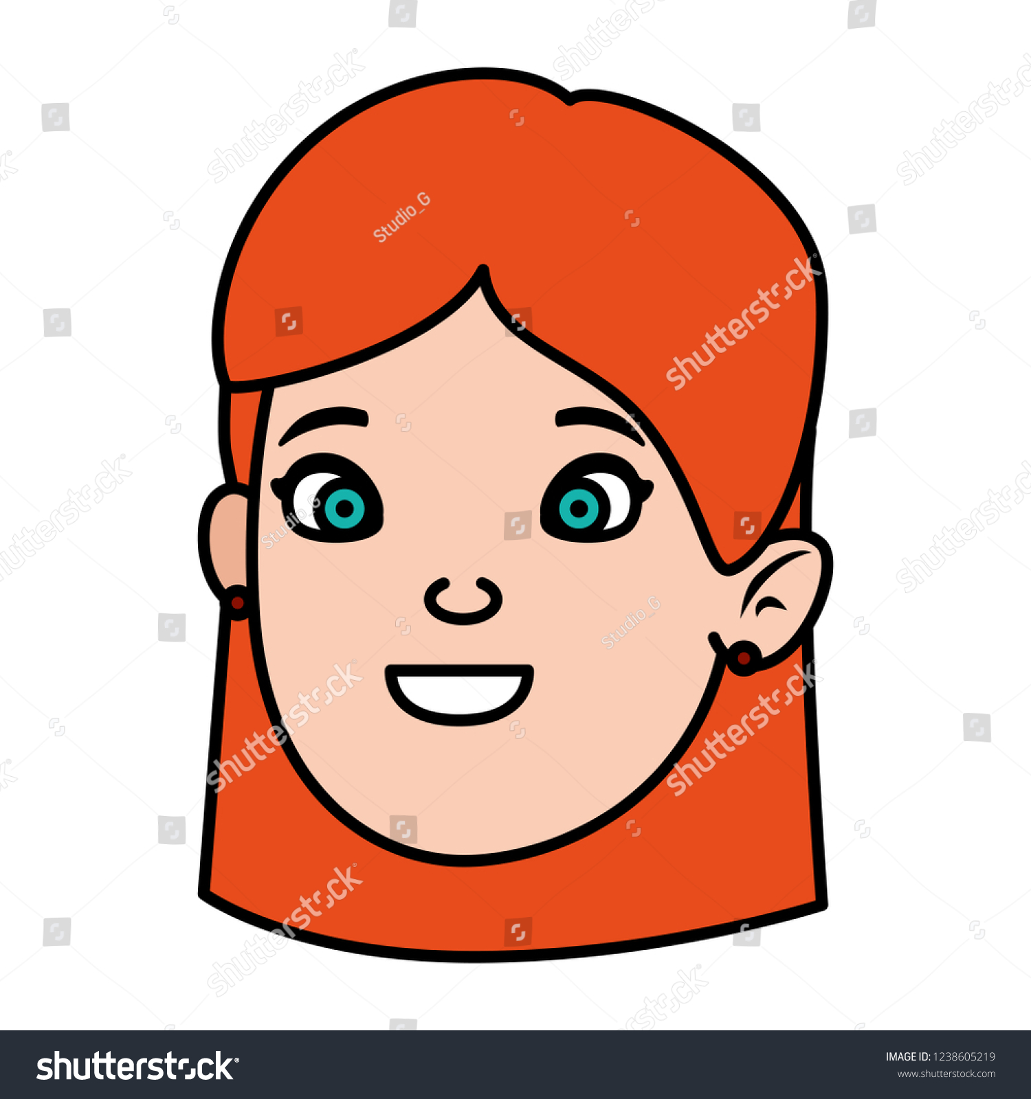 Beautiful Little Girl Head Character - Royalty Free Stock Vector 