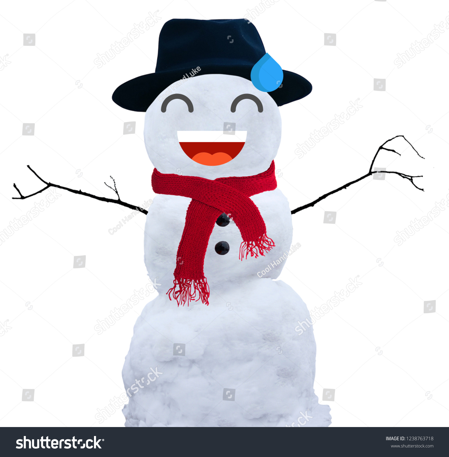Cartoon Snowman Emoji Christmas Card Illustration. Set of Emoticon. Vector Isolated Xmas Snowman Illustration on White. #1238763718