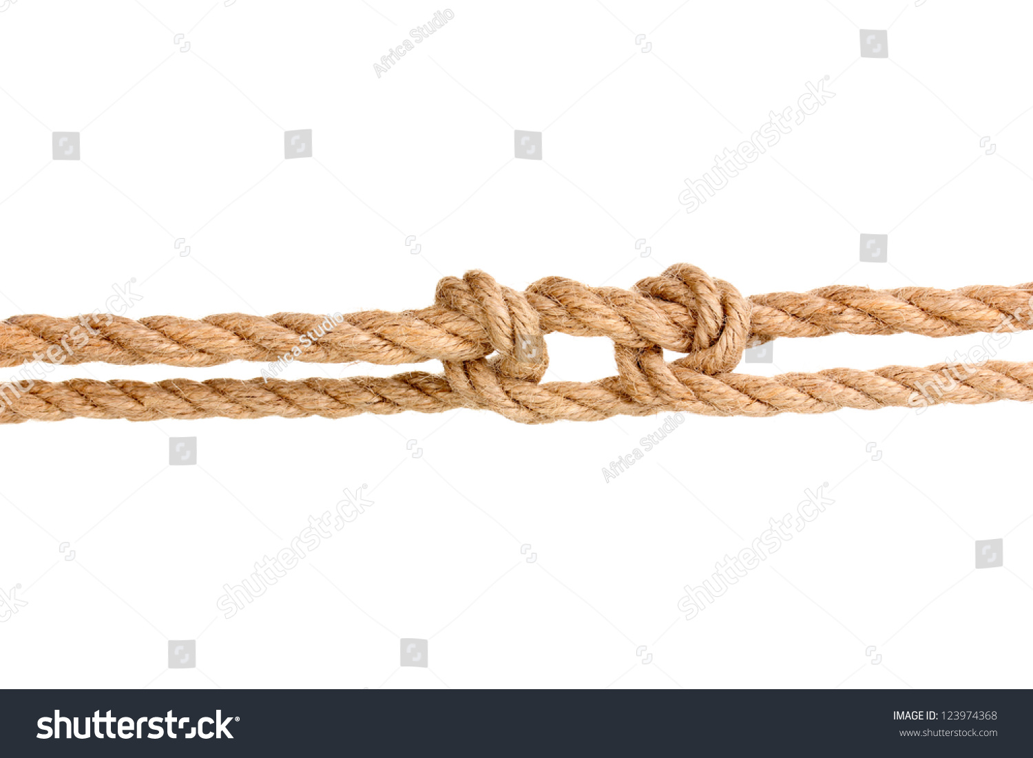 Rope with knot isolated on white #123974368
