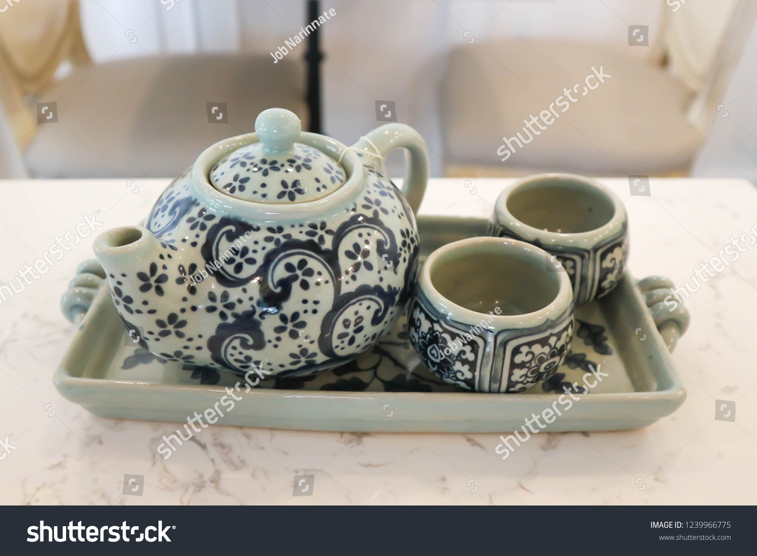tea or hot tea , cup and tea pot #1239966775