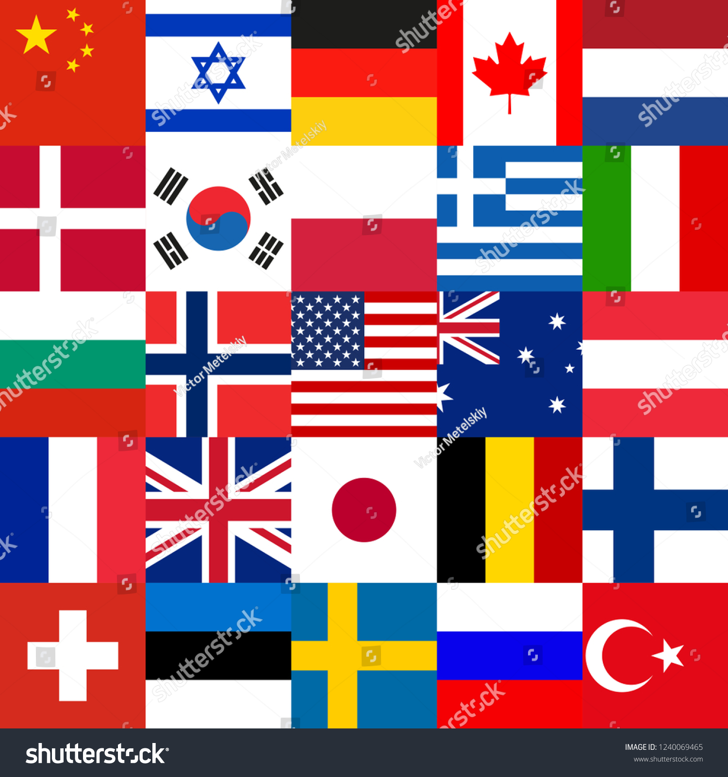 Flag icon set. World flags banner. USA, UK, - Royalty Free Stock Photo ...