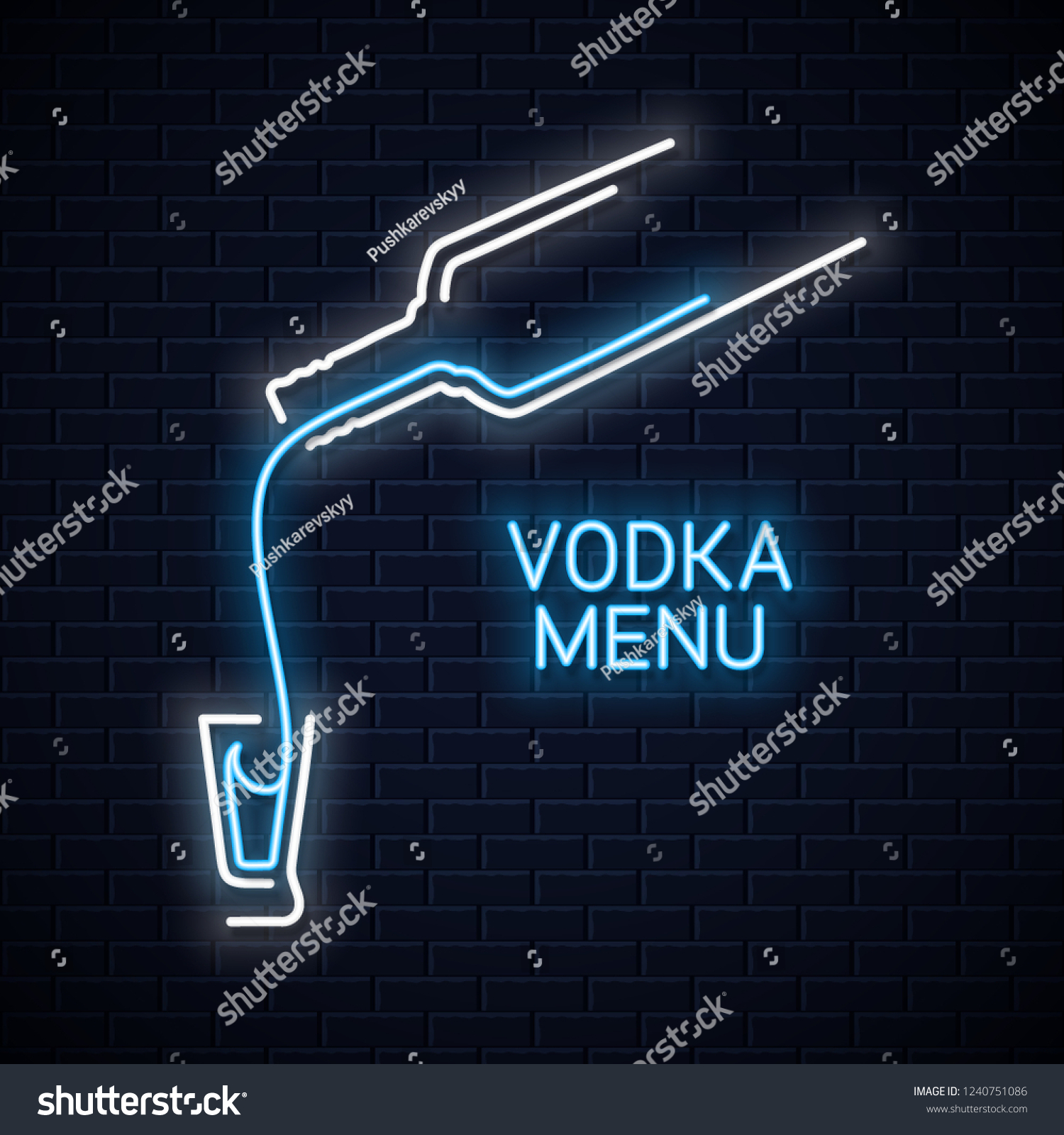 Vodka Bottle Neon Logo Vodka Shot Neon Sign On Royalty Free Stock Vector 1240751086 4791