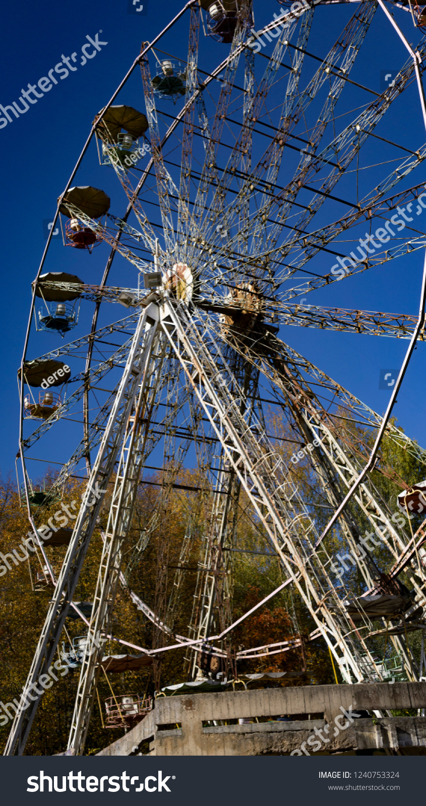 Ferris wheel in  abandoned amusement park in Lithuania , Elektrenai #1240753324