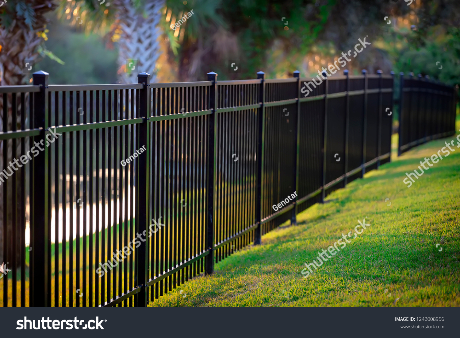 Black Aluminum Fence 3 Rails  #1242008956