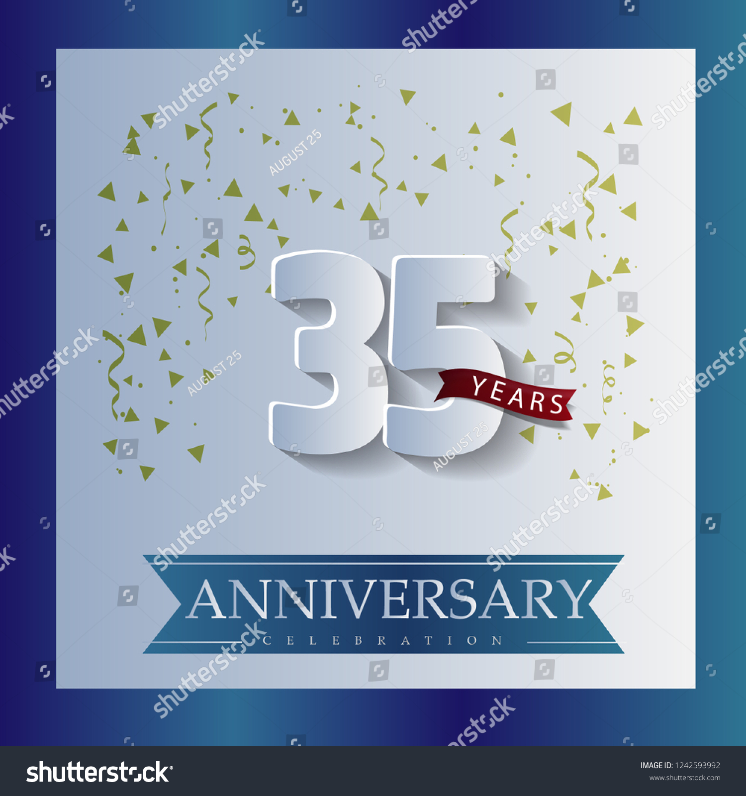 35 Anniversary template design white and blue - Royalty Free Stock ...