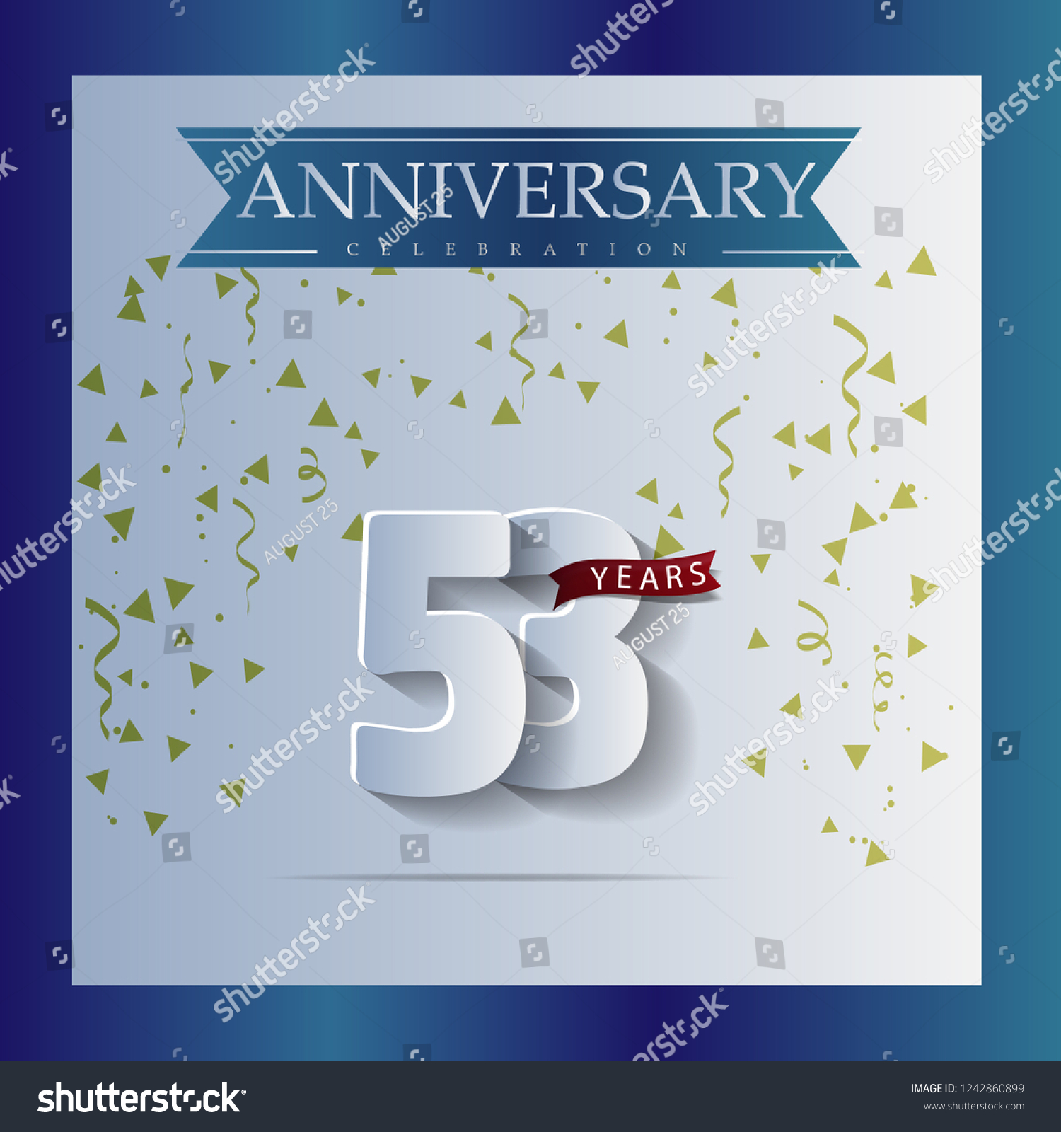 53 Anniversary template design white and blue - Royalty Free Stock ...