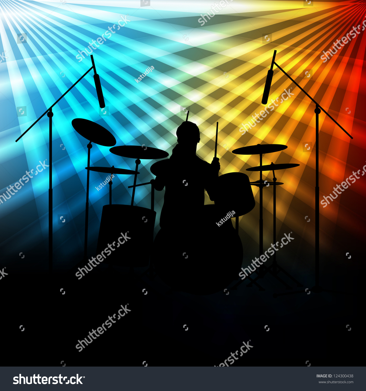 Rock band vector background with neon lights #124300438