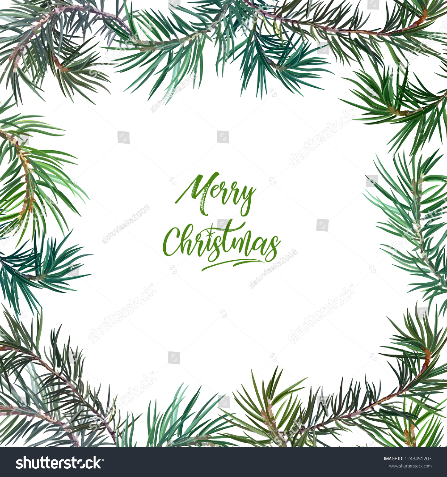 Frame with fir tree. Perfect for New Year and Christmas. Vector illustration, EPS 10. #1243451203