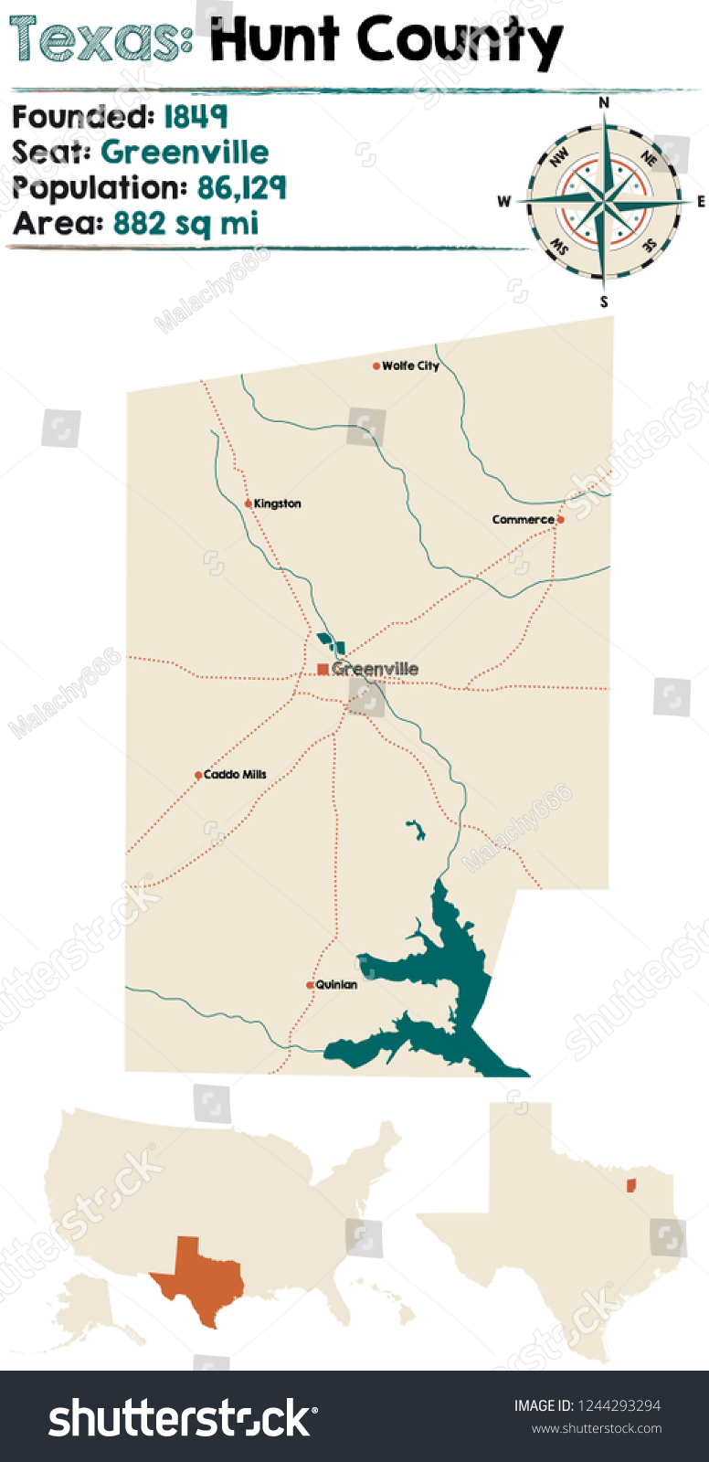 Detailed map of Hunt County in - Avopix 1244293294