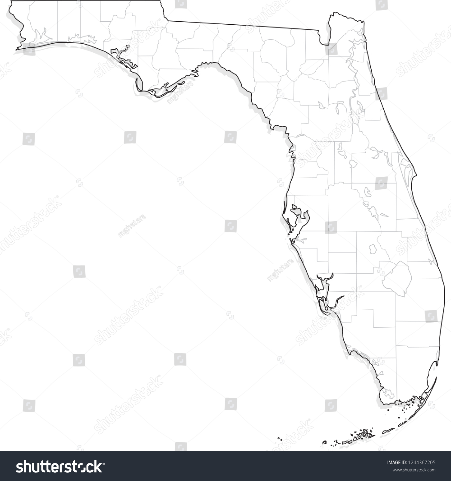 map of florida - Royalty Free Stock Vector 1244367205 - Avopix.com