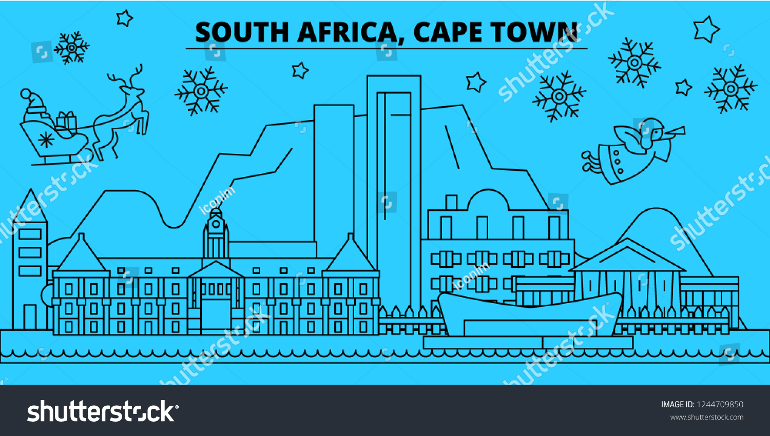 South Africa, Cape Town winter holidays skyline. Royalty Free Stock