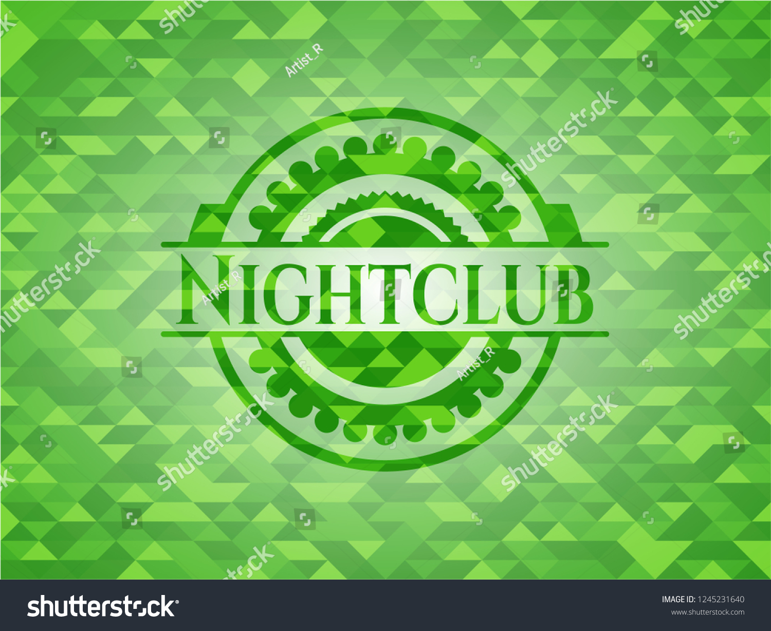 Nightclub realistic green emblem. Mosaic background #1245231640