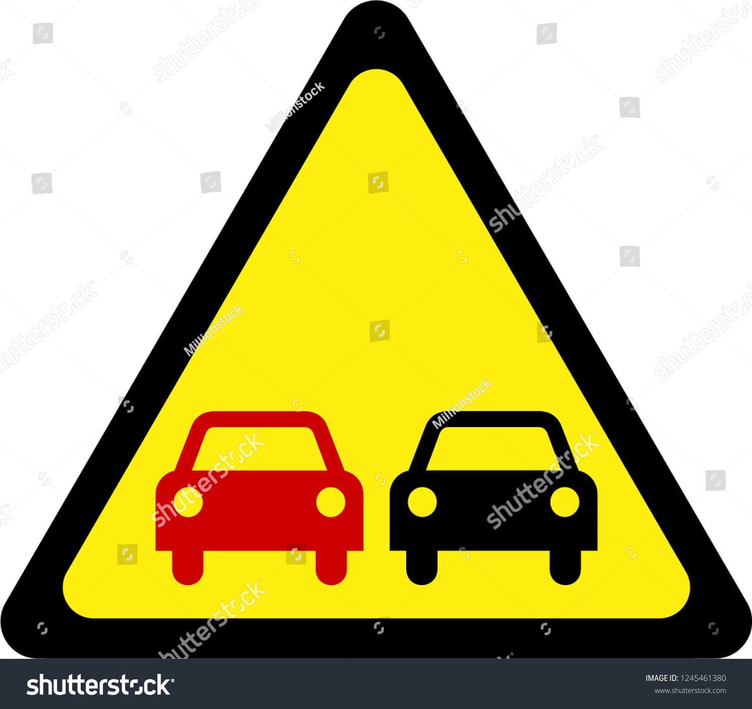 Warning sign with overtaking symbol - Royalty Free Stock Photo ...