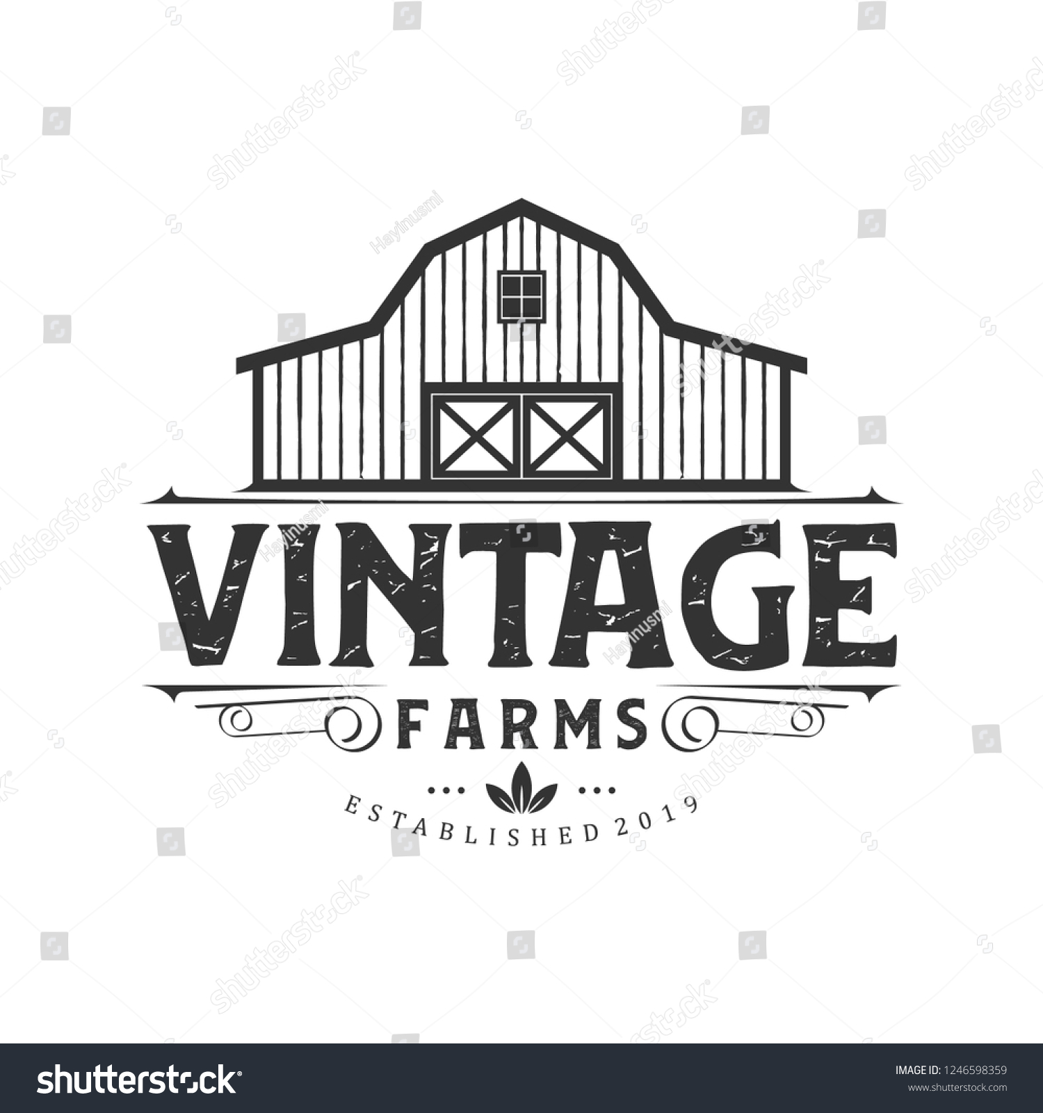 Vintage farm logo design - barn wood building house farm cow cattle  #1246598359