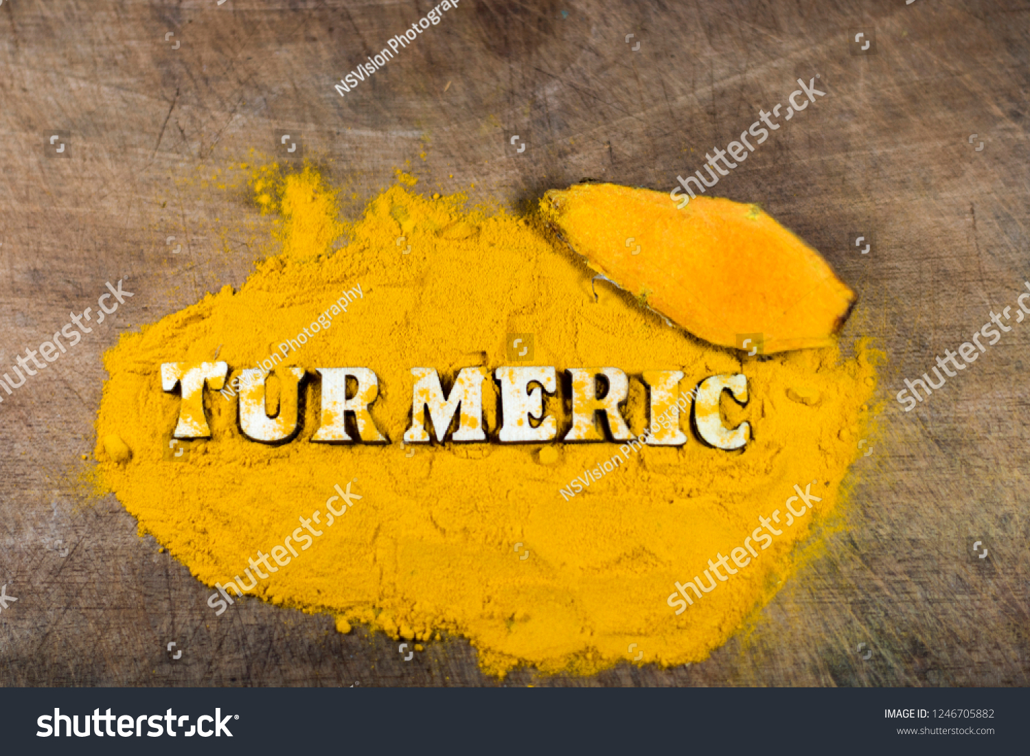 Ceylon organic turmeric. Ceylon organic turmeric powder. Original ceylon organic turmeric.Top view food. #1246705882