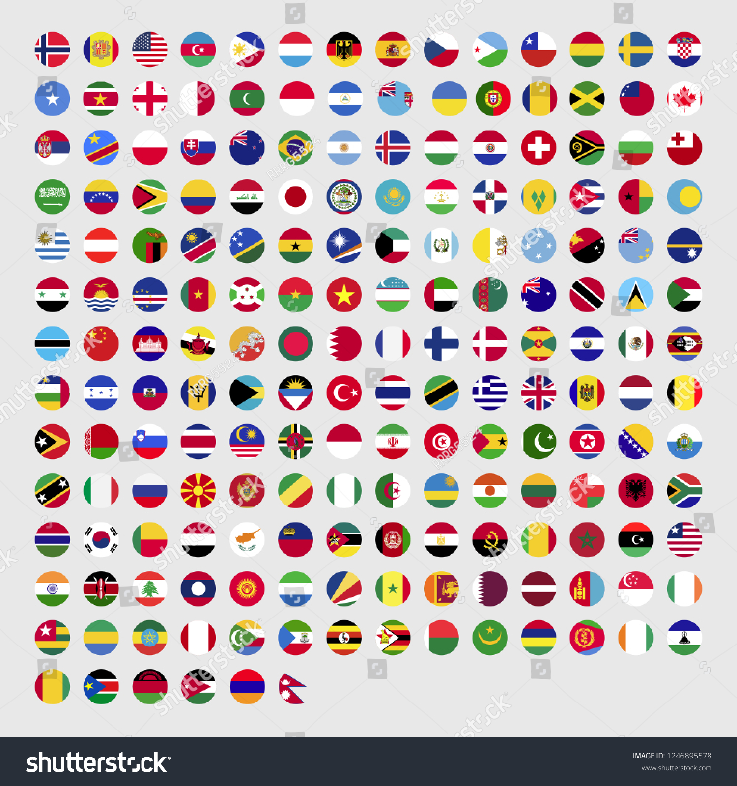 All official national flags of the world . circular design . Vector . EPS 10 #1246895578