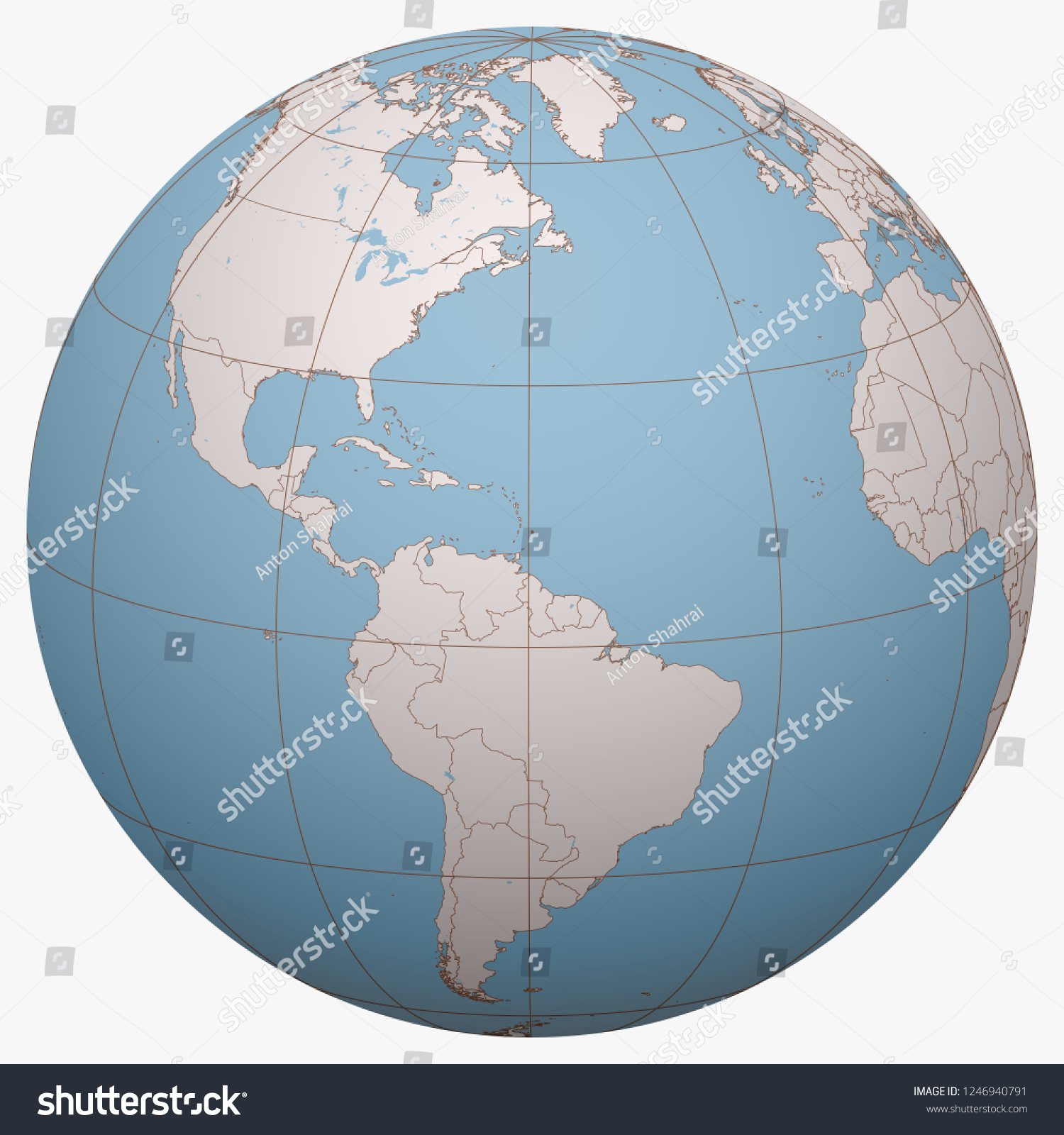 Barbados on the globe. Earth hemisphere centered - Royalty Free Stock ...