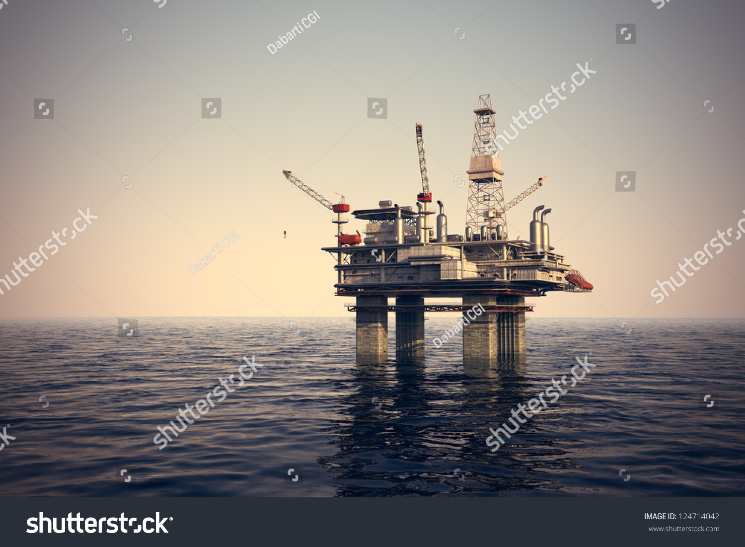 Image of oil platform while cloudless day. #124714042