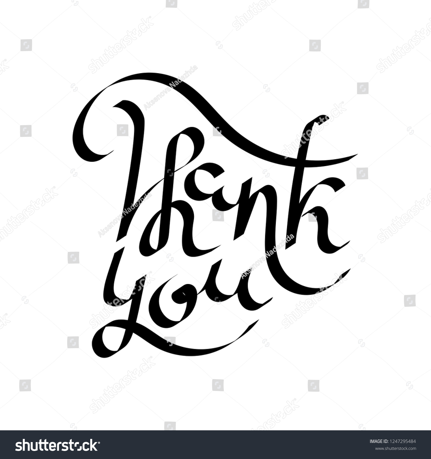 Thank You Text Hand Drawn Lettering Vector Royalty Free Stock Vector 1247295484 9806