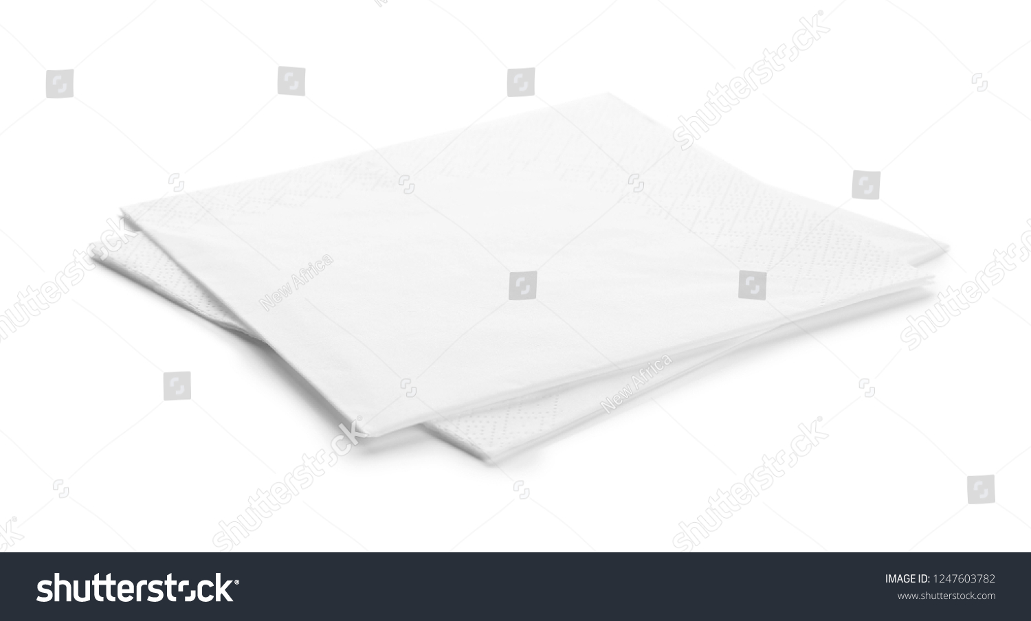 Clean paper napkins on white background. Personal hygiene #1247603782