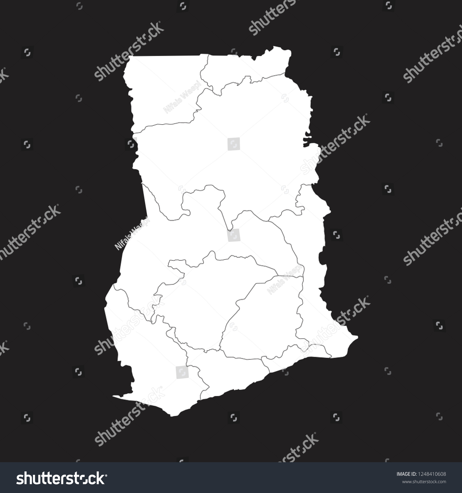 Map of Ghana - High detailed on black background - Royalty Free Stock ...