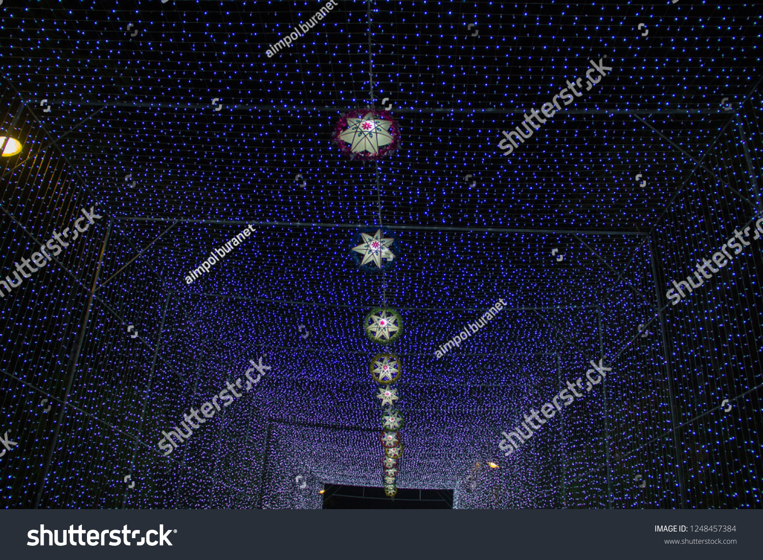lamp of star,light of star,Tunnel of light,Star Wall in the night,Christmas festival,Christmas light,
 #1248457384
