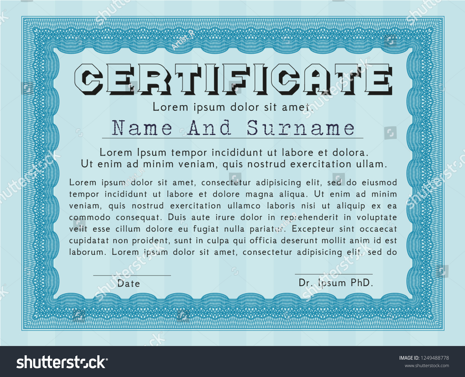 Light blue Diploma. Customizable, Easy to edit - Royalty Free Stock ...