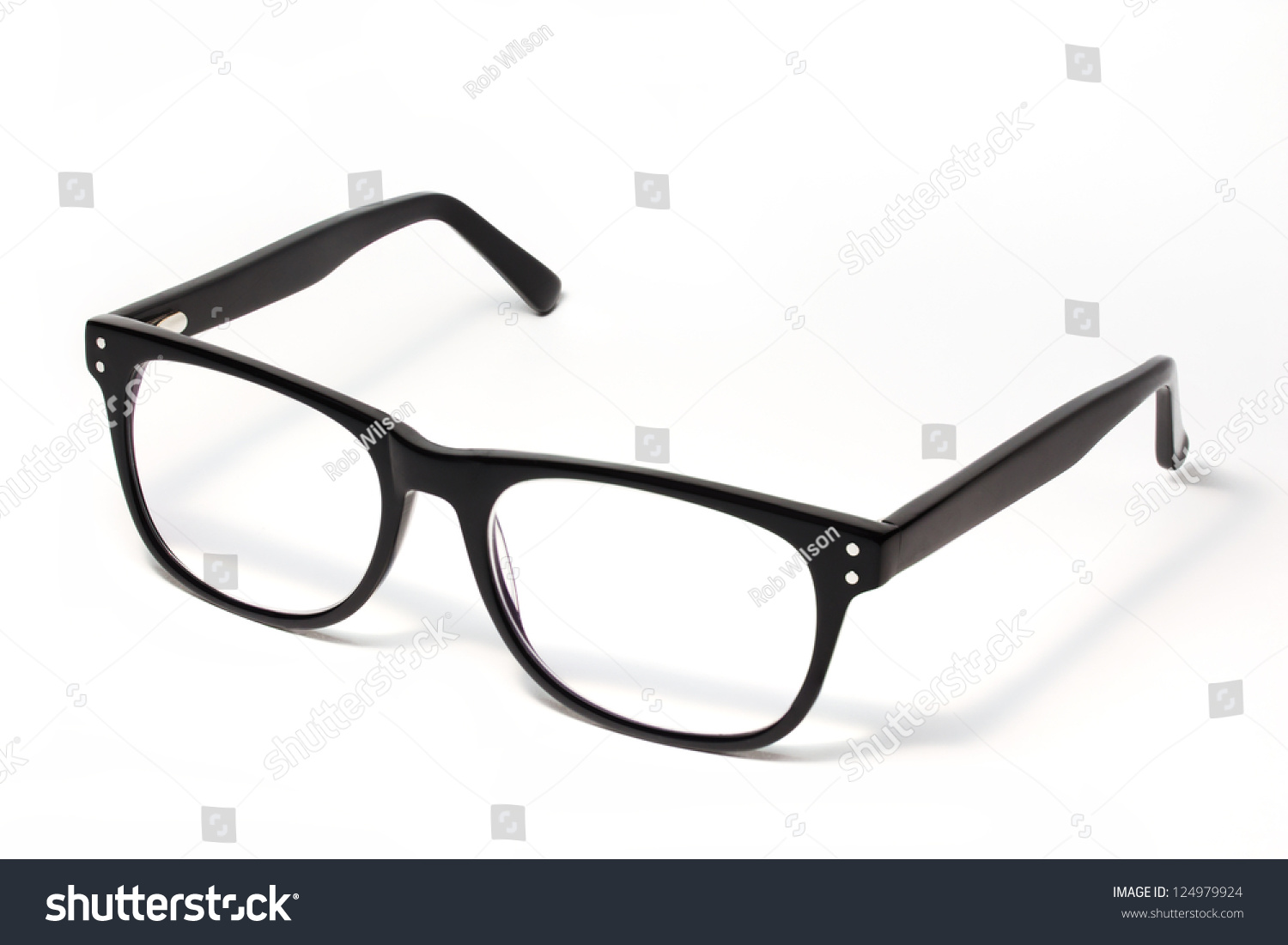 Black Eye Glasses Isolated on White #124979924