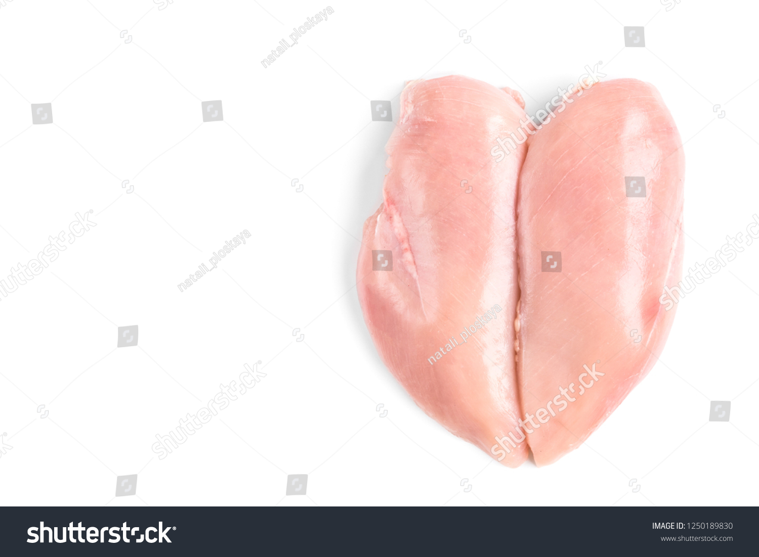 Raw chicken fillet isolated on white background. #1250189830