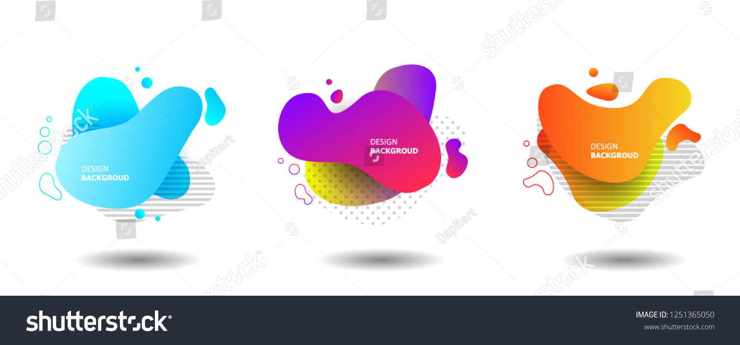Set of Gradient abstract banners with flowing liquid shapes. Template for the design of a logo, flyer or presentation. Vector. #1251365050