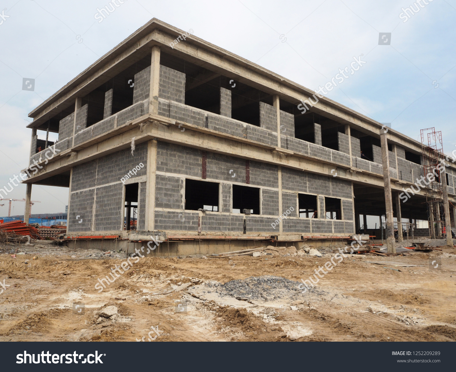construction site of building edifice house structure structuring formatting #1252209289