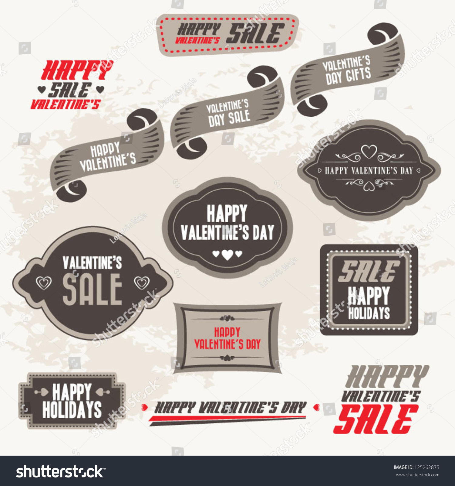 Set of Valentine's sale banners, frames, labels, ribbons, stickers and decorative ornaments #125262875