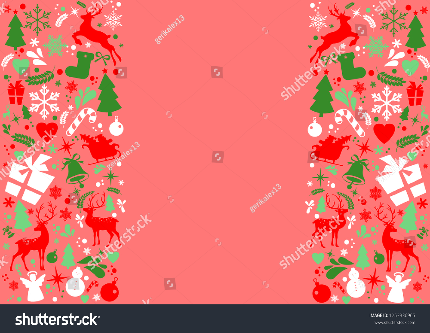 Merry Christmas and New Year decorations elements seamless pattern border, Christmas backgrounds and wrapping paper. Vector file #1253936965