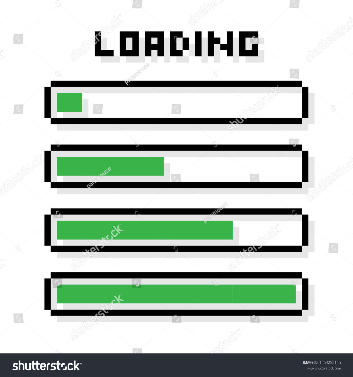 Pixel art 8-bit Loading bars set - isolated - Royalty Free Stock Vector ...