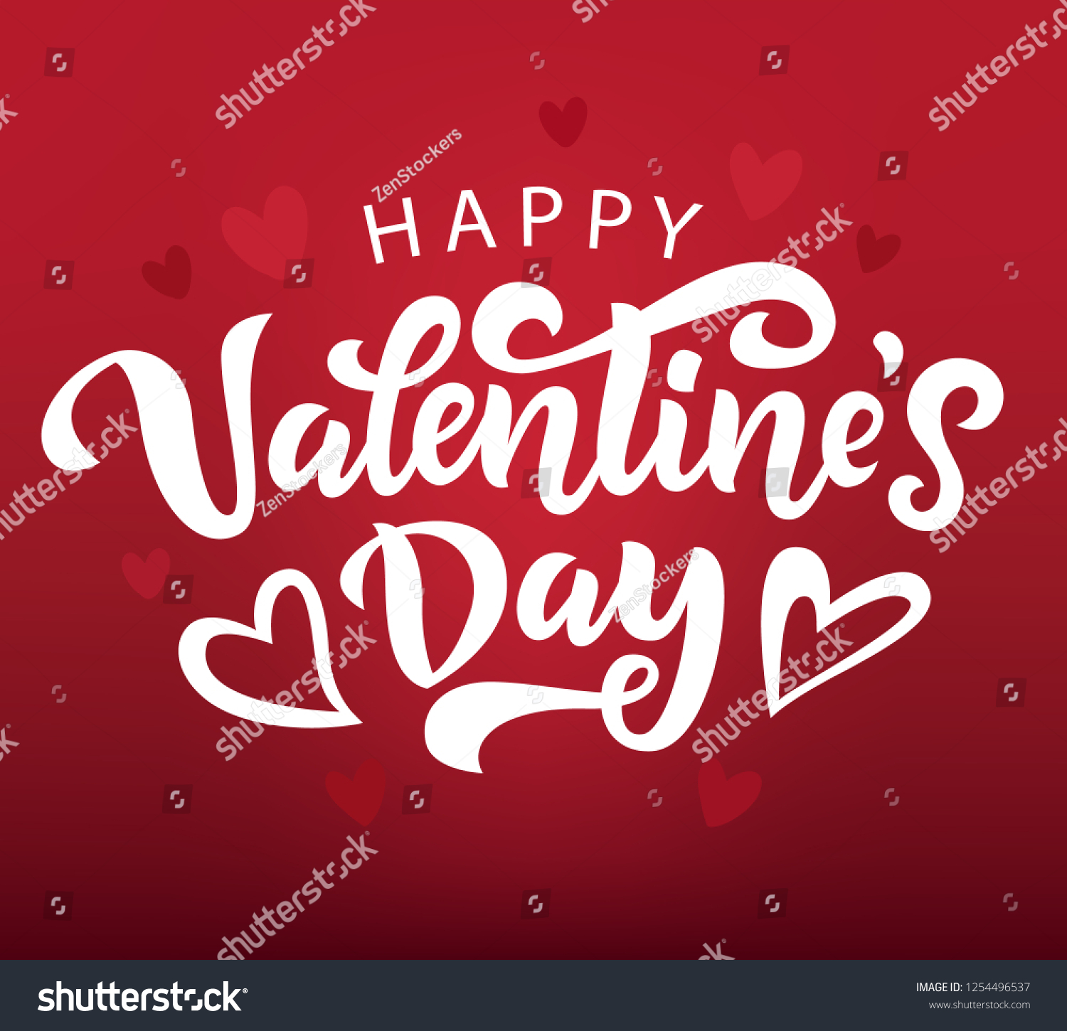 Valentines day banner template. Vector illustration with modern calligraphy. Party invitation, greeting card, discount voucher, poster, flyer, brochure, wallpaper design. #1254496537