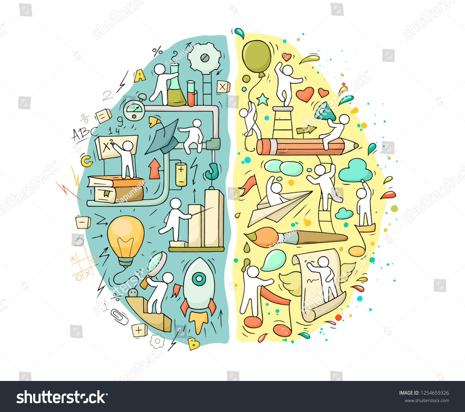 Cartoon Left and right brain functions with - Royalty Free Stock Vector ...