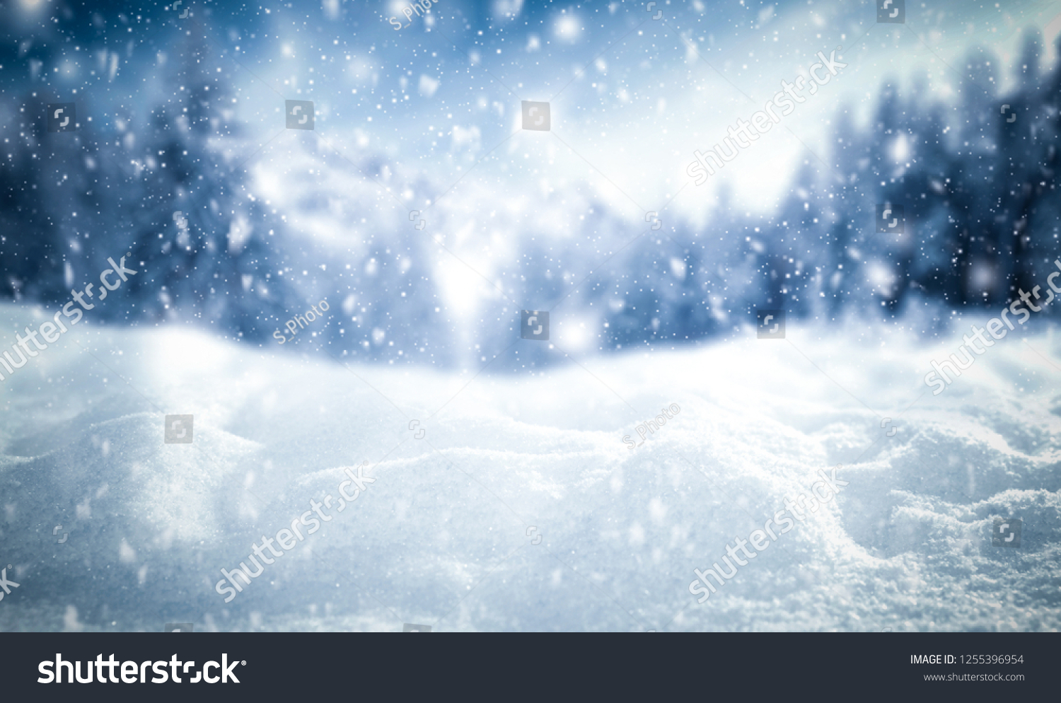 Winter background of snow and frost with free space for your decoration  #1255396954