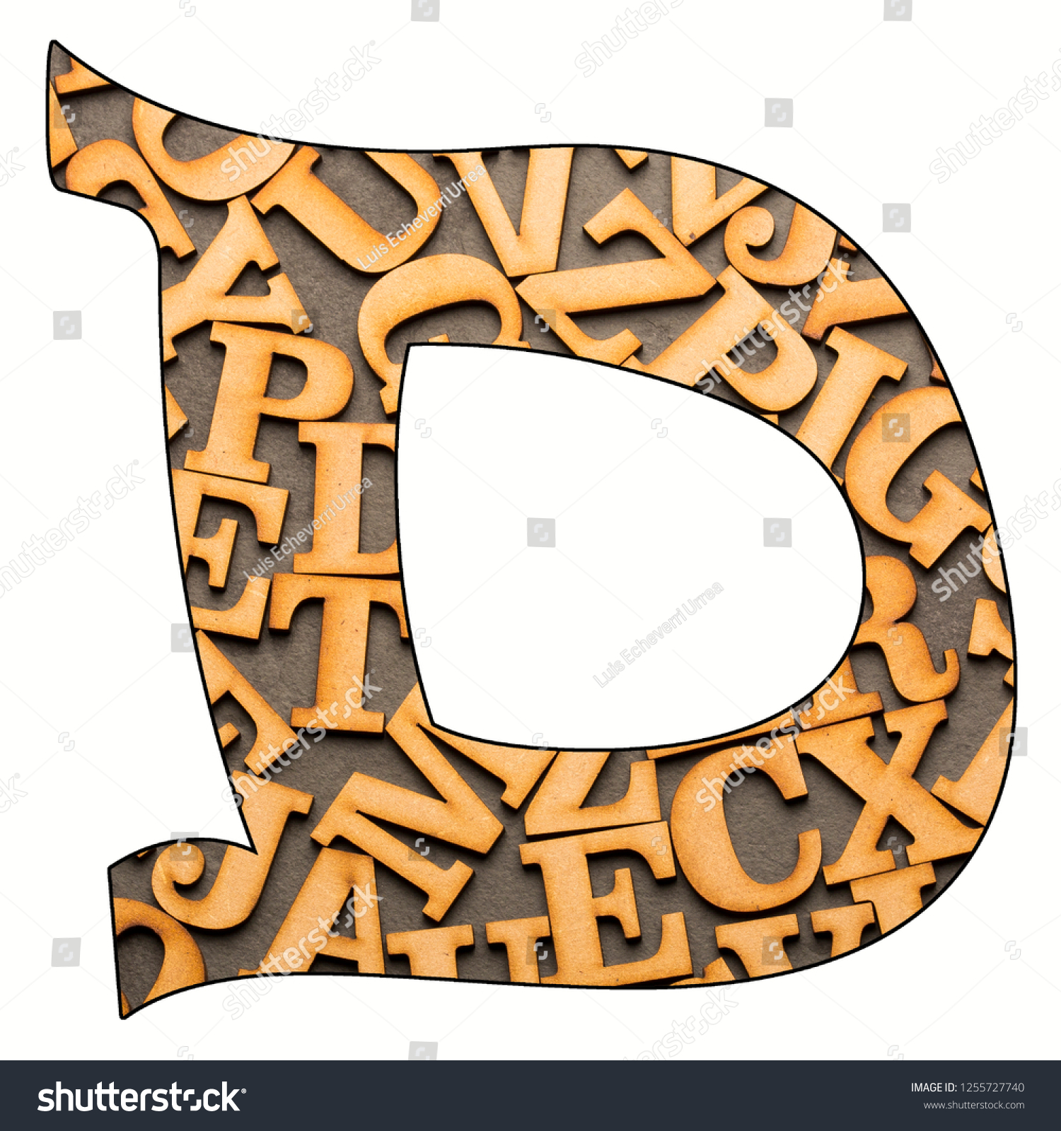 D, Letter of the alphabet - Wooden letters. White background #1255727740