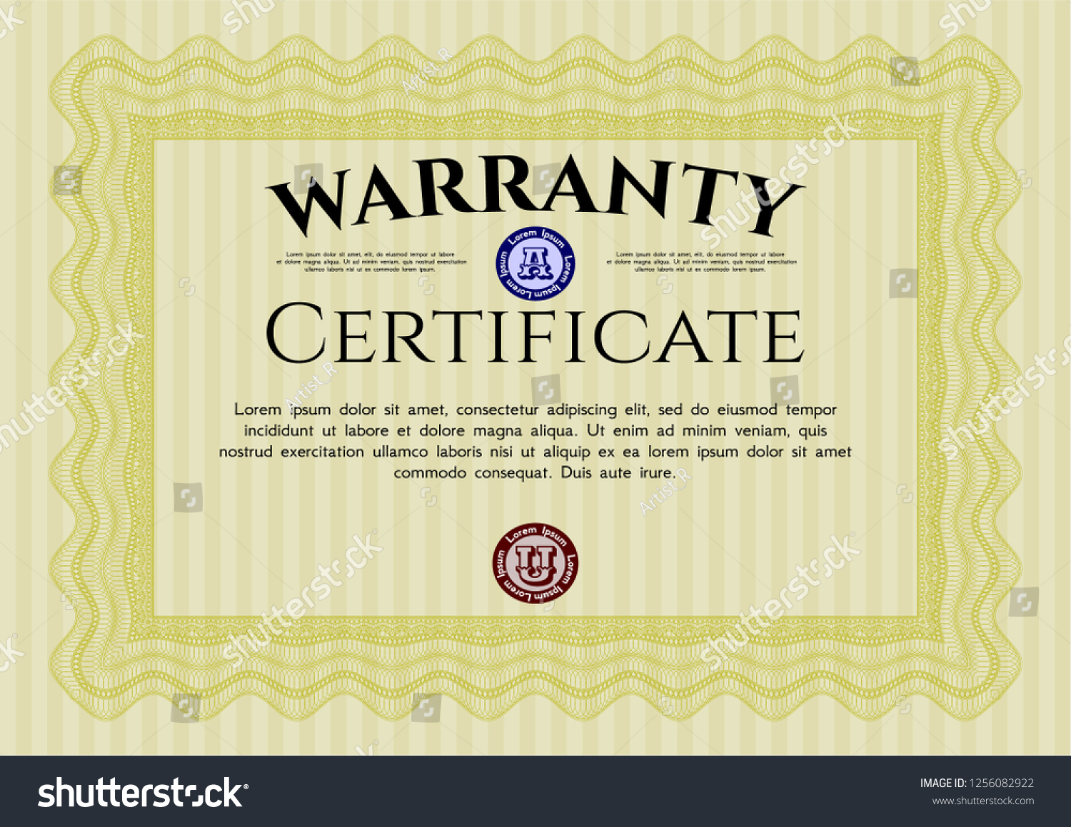 Yellow Warranty Template. Elegant Design. - Royalty Free Stock Vector 