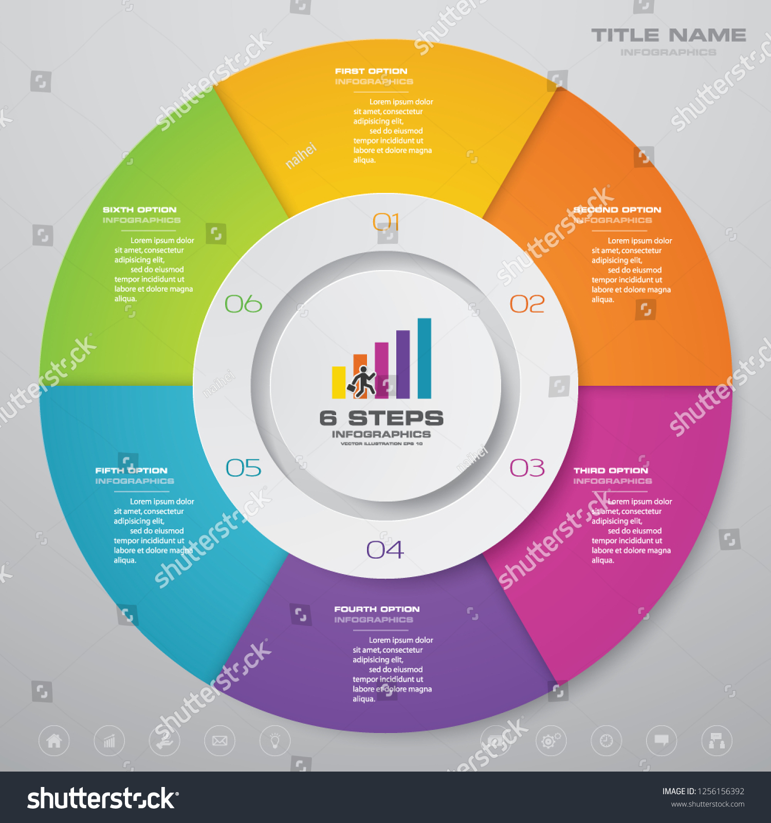 6 Steps Cycle Chart Infographics Elements For Royalty Free Stock Vector 1256156392 5365