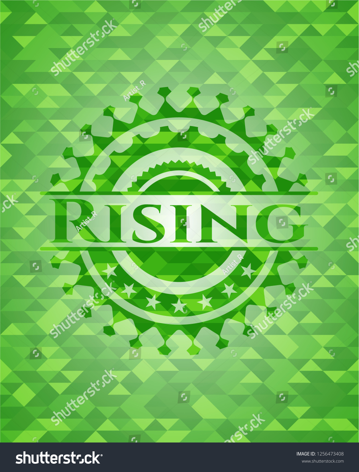 Rising Realistic Green Emblem Mosaic Background Royalty Free Stock