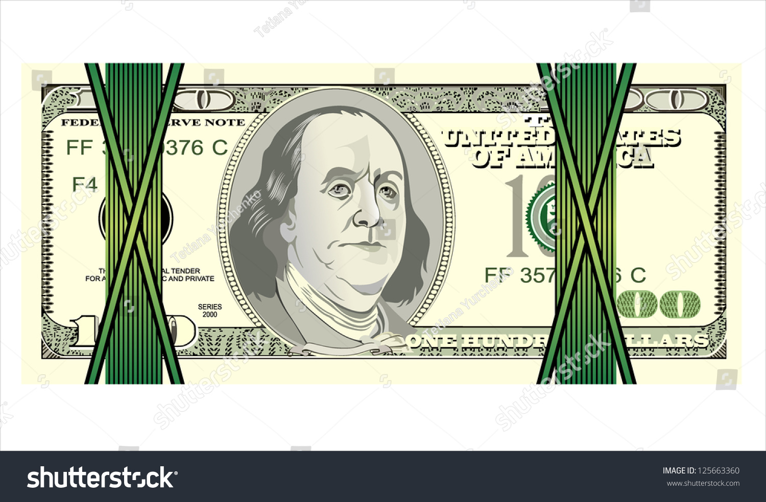Stack of ten thousand dollar bills. white background. #125663360
