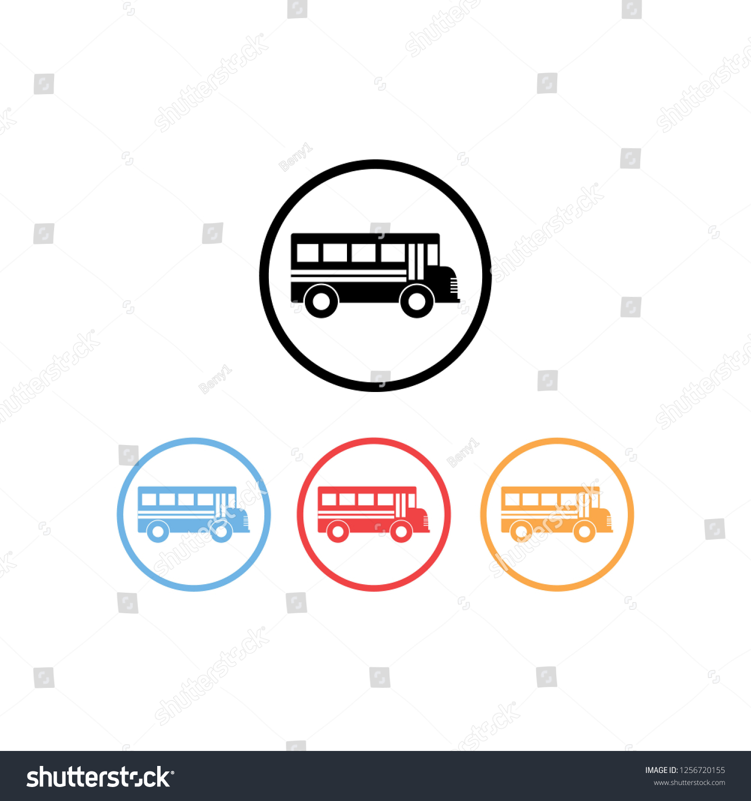 bus set icons in different colors - Royalty Free Stock Vector ...