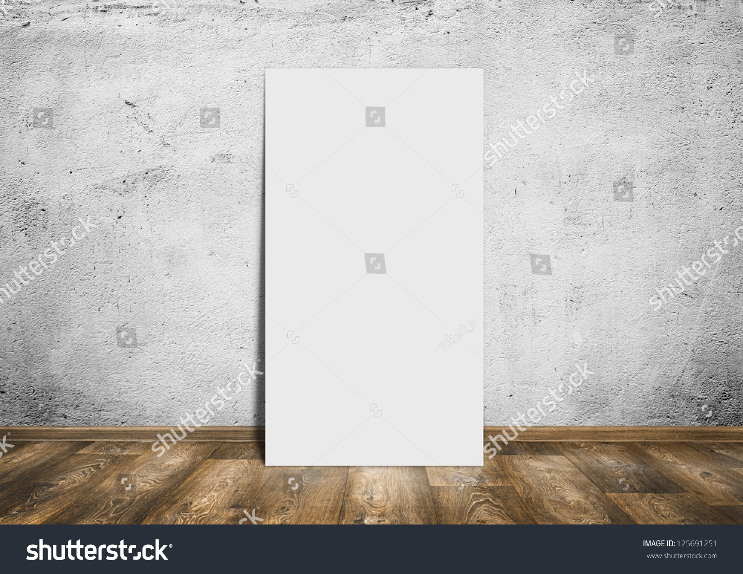 room interior vintage wall, wood floor and white blank placard background #125691251