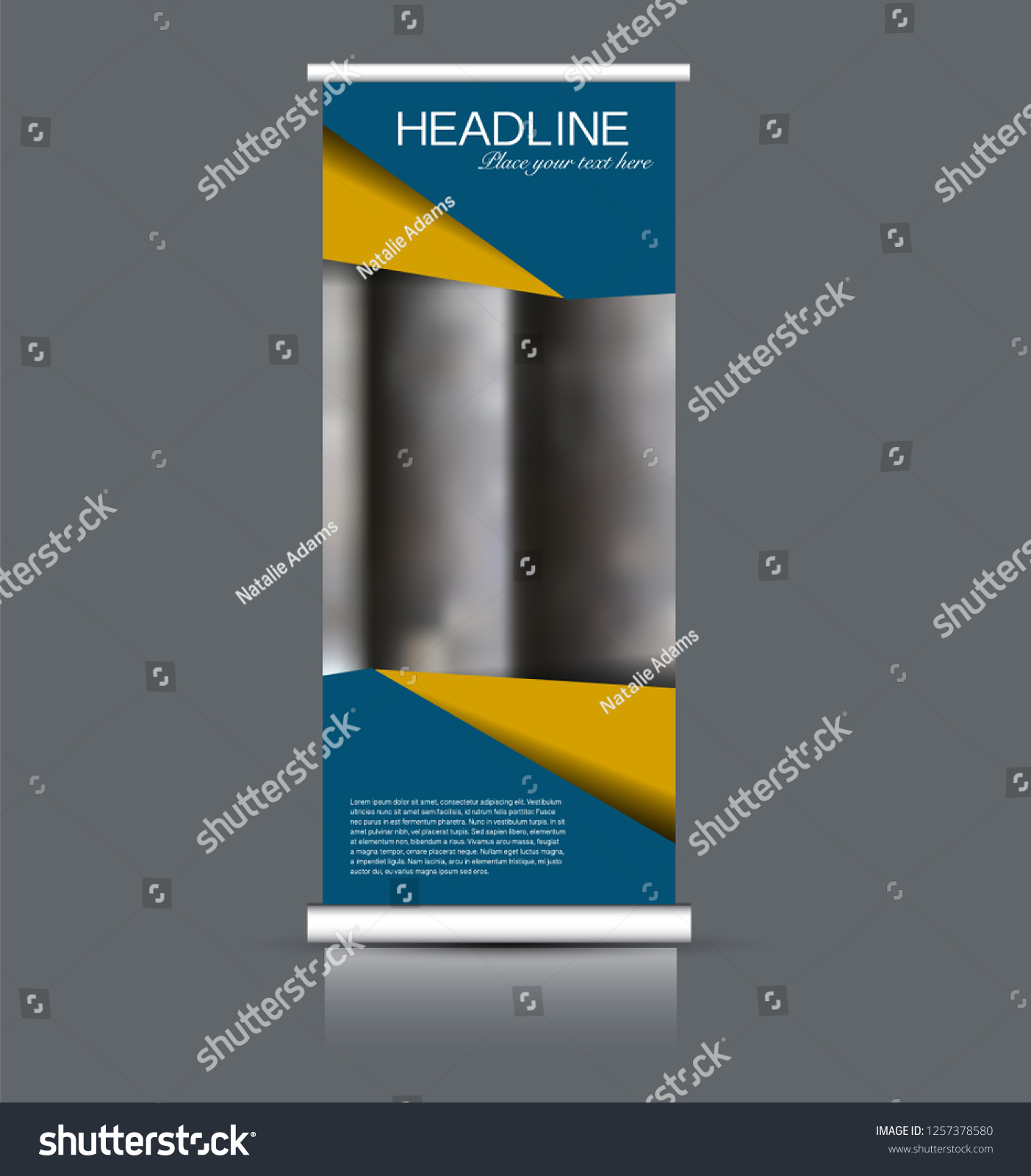 Roll up banner design. Vertical narrow flyer - Royalty Free Stock ...