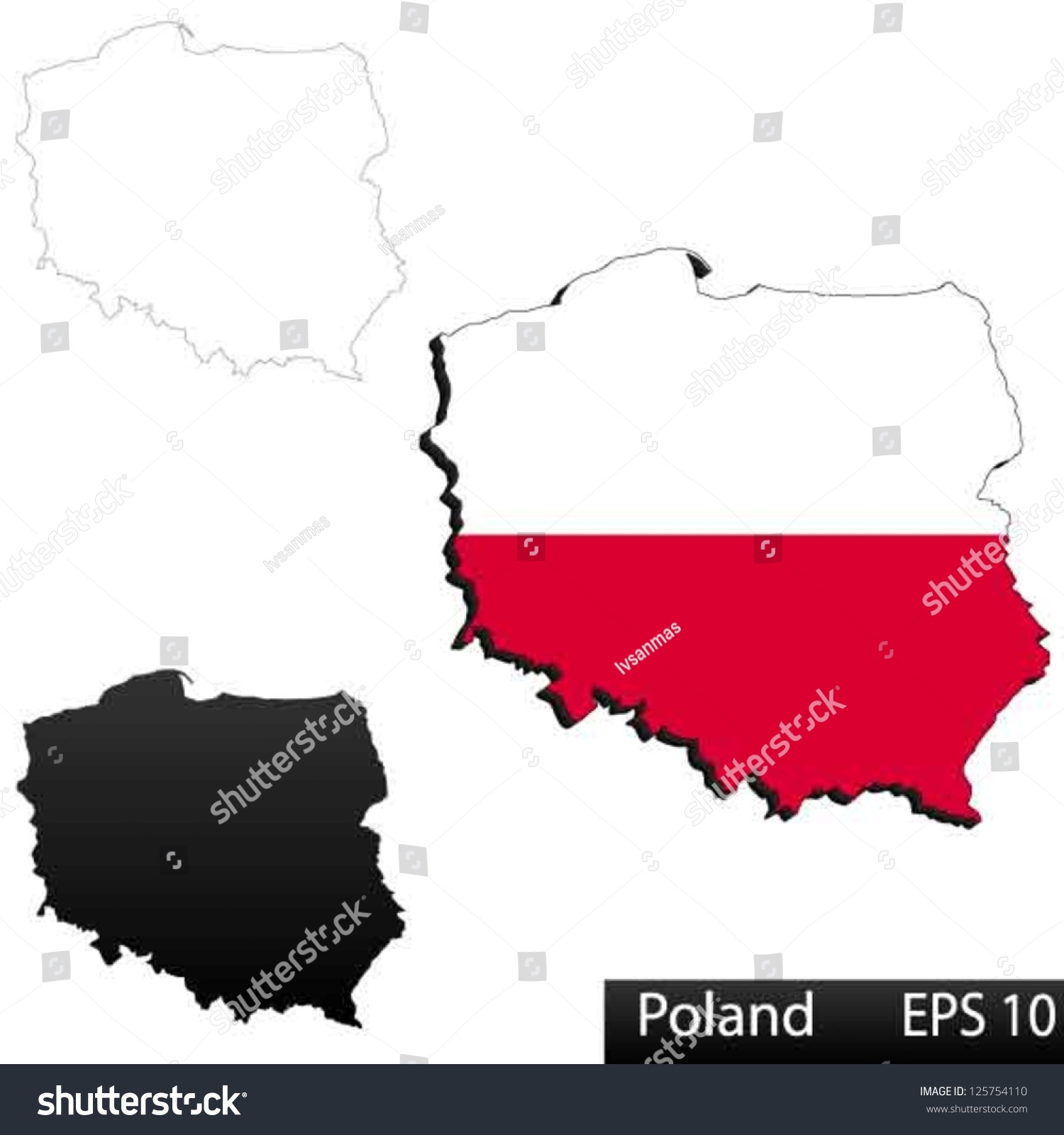 Maps of Poland, 3 dimensional with flag clipped - Royalty Free Stock ...