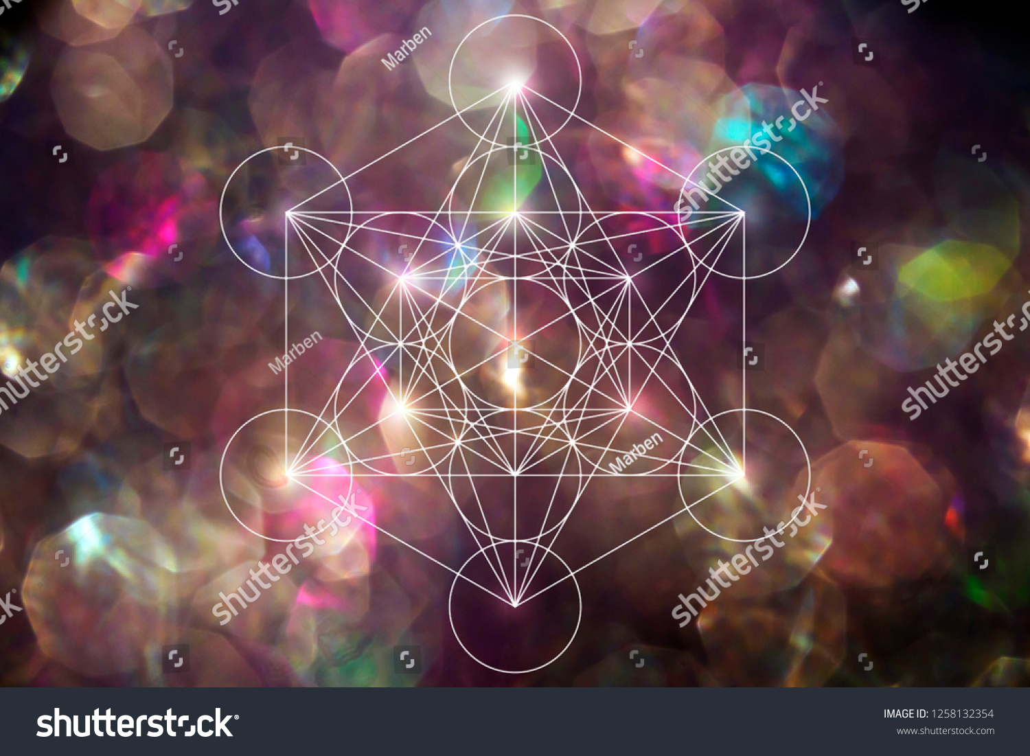Abstract metatrone merkabah sacred geometry with lens blur effect #1258132354