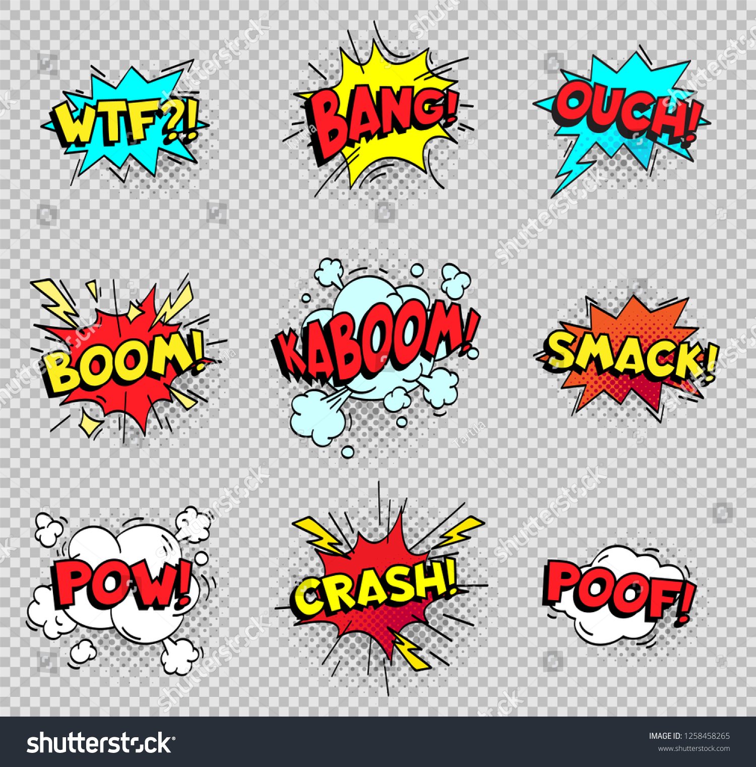 Comic speech bubbles. Cartoon explosions text - Royalty Free Stock ...