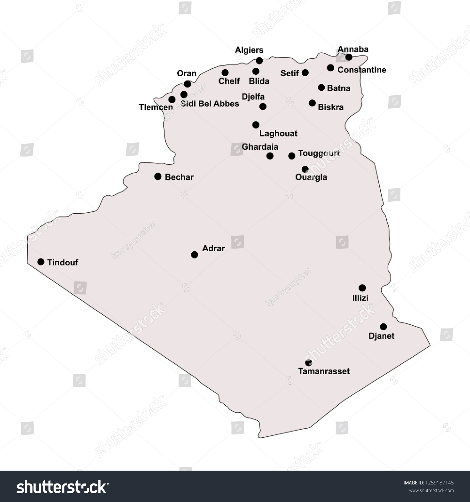 Algeria Outline Map With Stroke Isolated On Royalty Free Stock Vector   Avopix 1259187145 